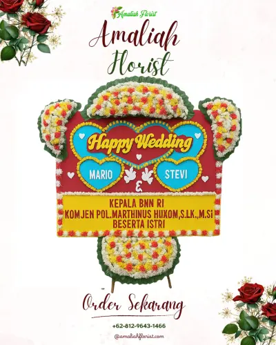 Karangan Papan Bunga Pernikahan di Rancamaya